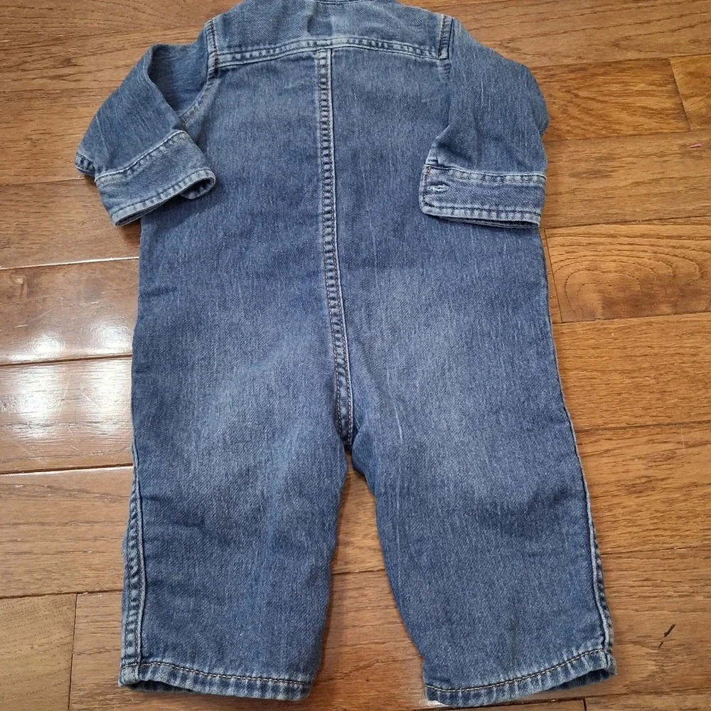 Gap Denim Baby Boys Blue Long Sleeve Button Front Romper 6-12 Months